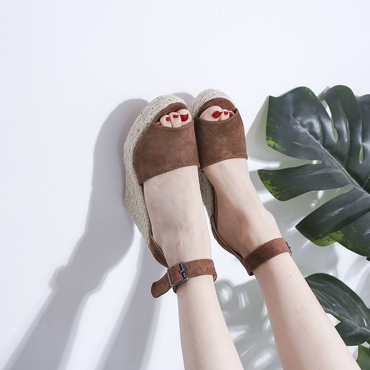 (image for) Ankle-strap espadrille wedge sandal