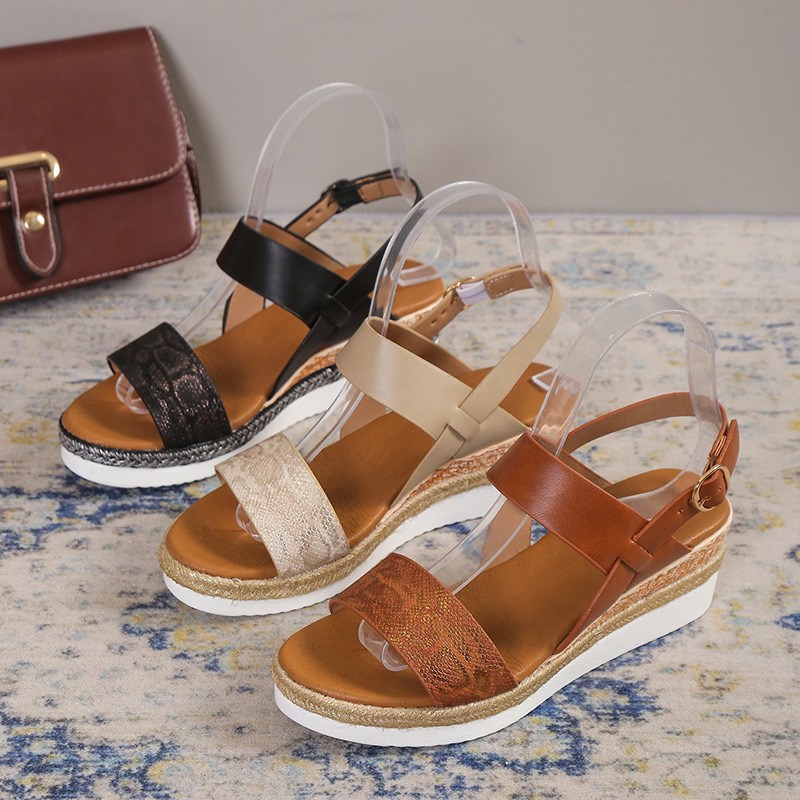 (image for) Comfort wedge sandal with adjustable hook-and-loop straps