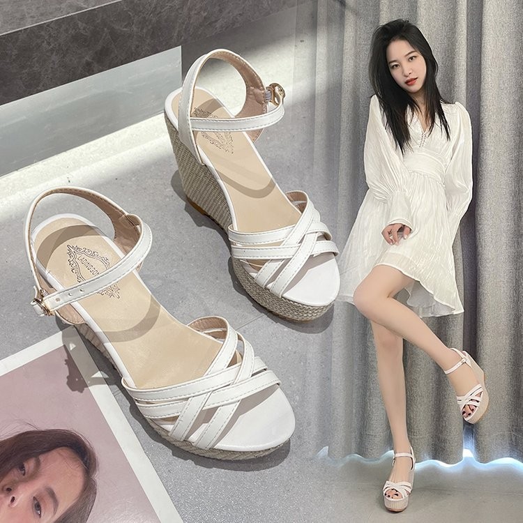 (image for) Espadrille wedge sandal with slim straps and adjustable ankle hold