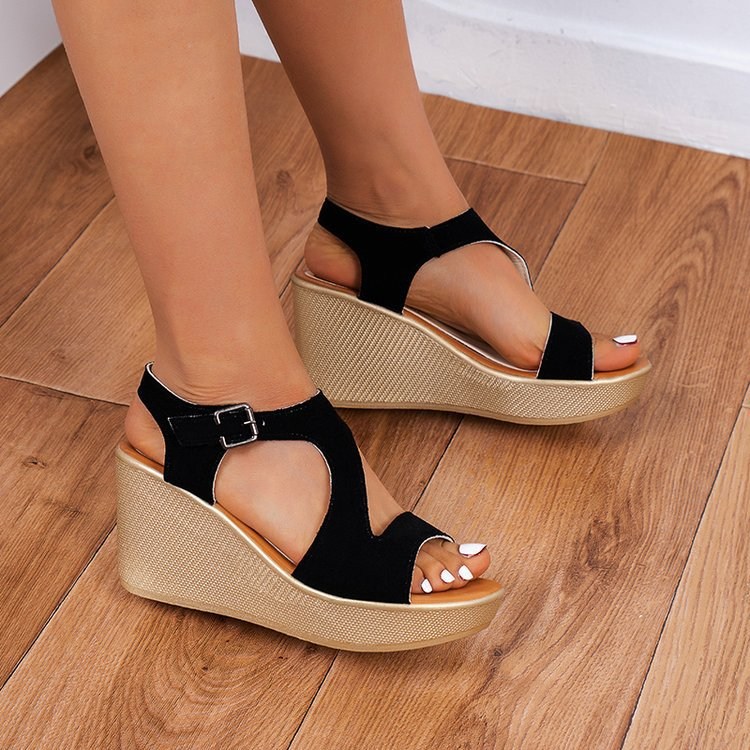 (image for) Wedge sandal with back support and design straps for summer