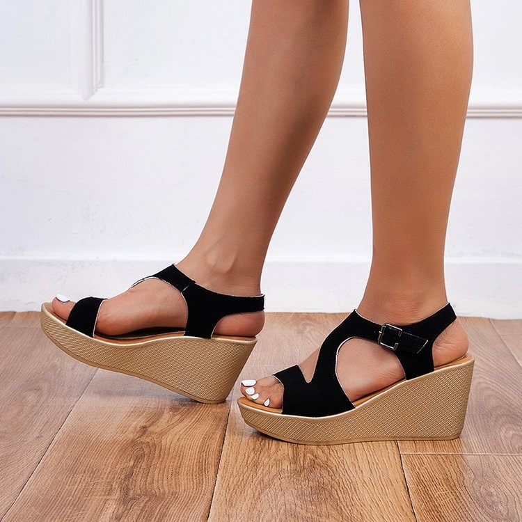 (image for) Wedge sandal with back support and design straps for summer