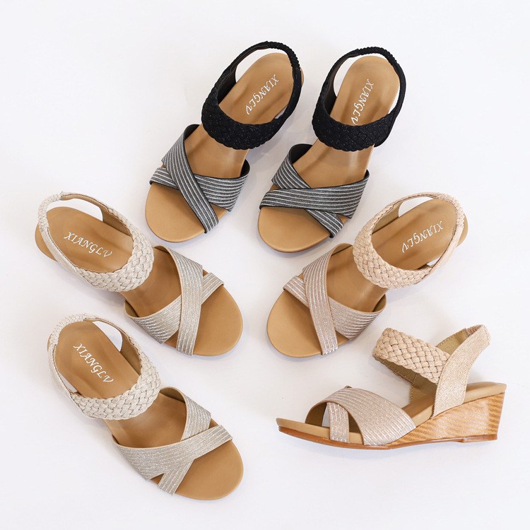 (image for) Comfort cross-strap mid wedge sandal