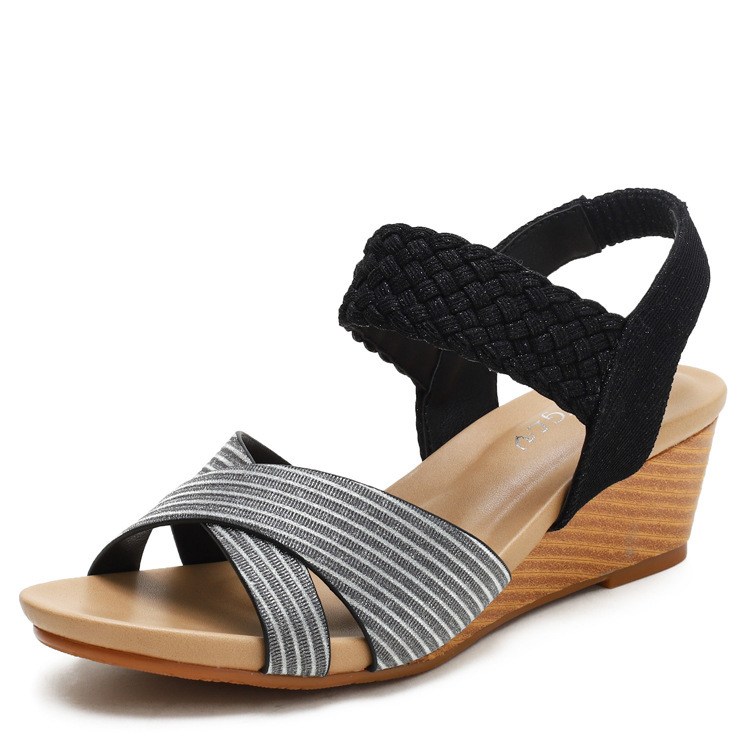 (image for) Comfort cross-strap mid wedge sandal