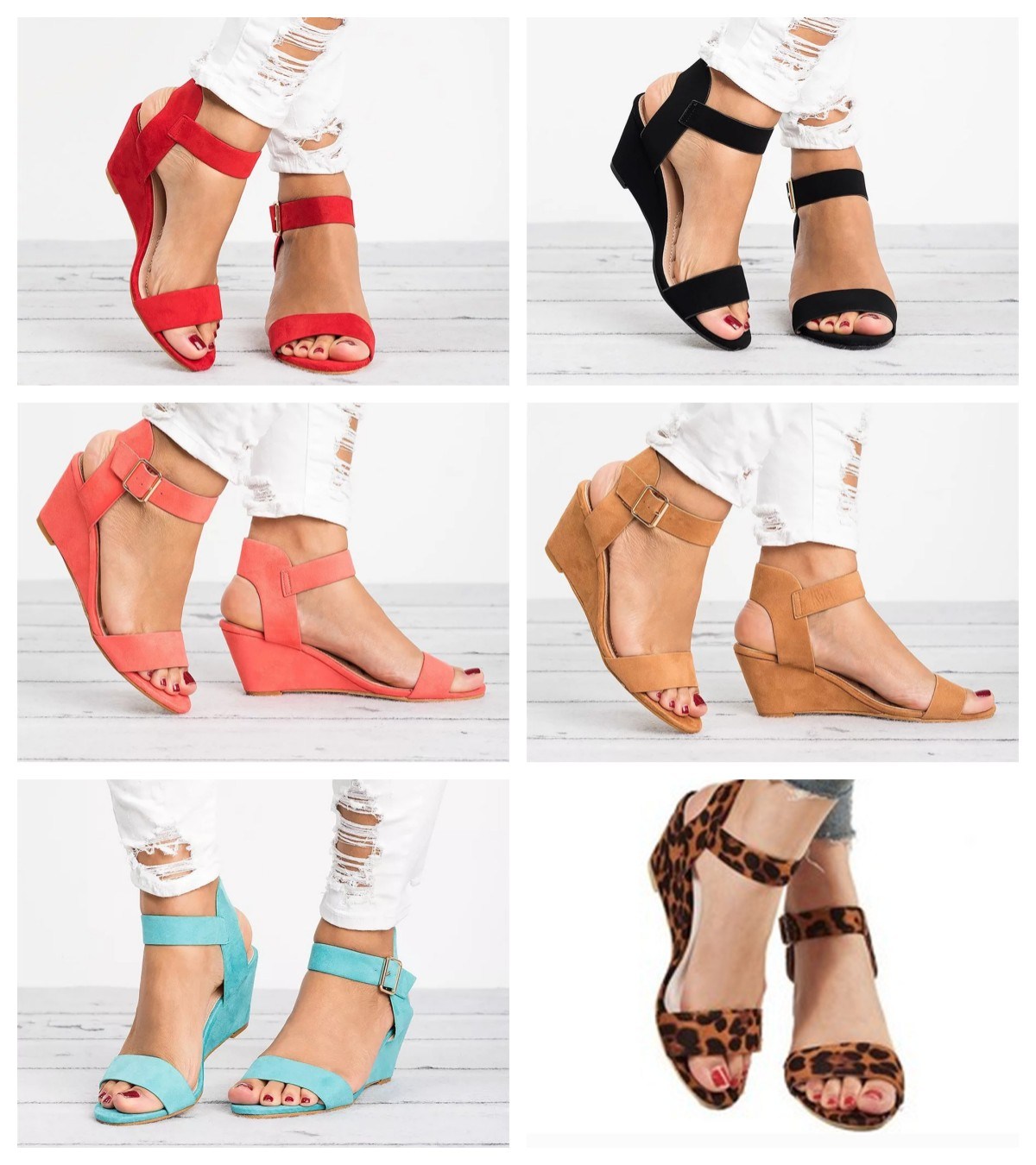 (image for) High wedge sandal with double straps and adjustable ankle hold