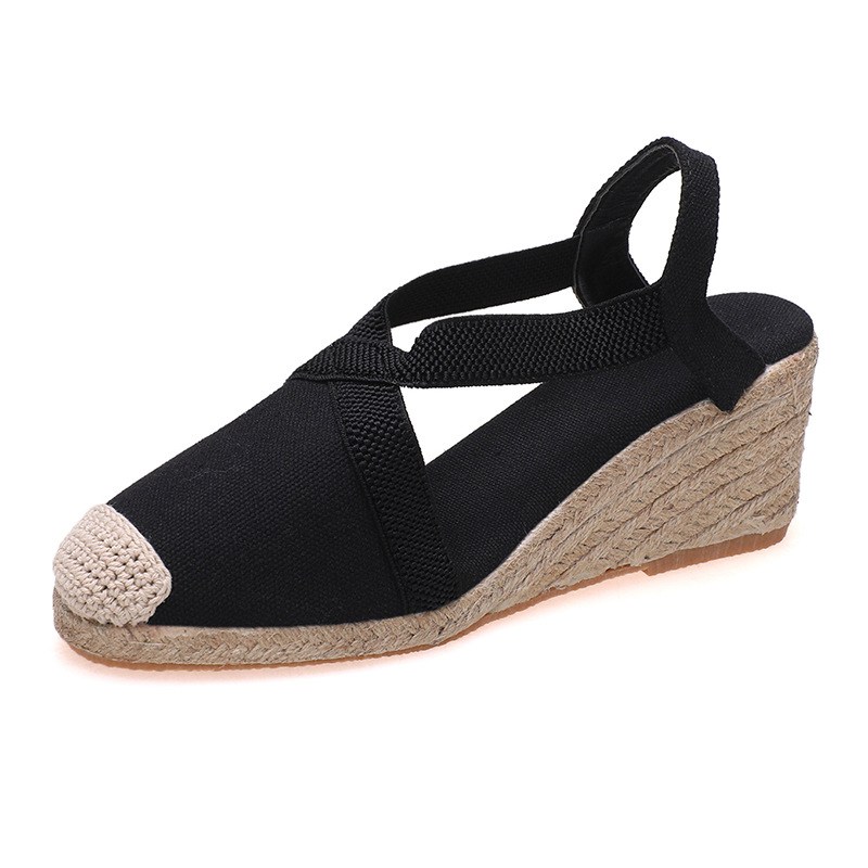 (image for) Slingback espadrille wedge with cross elastic straps