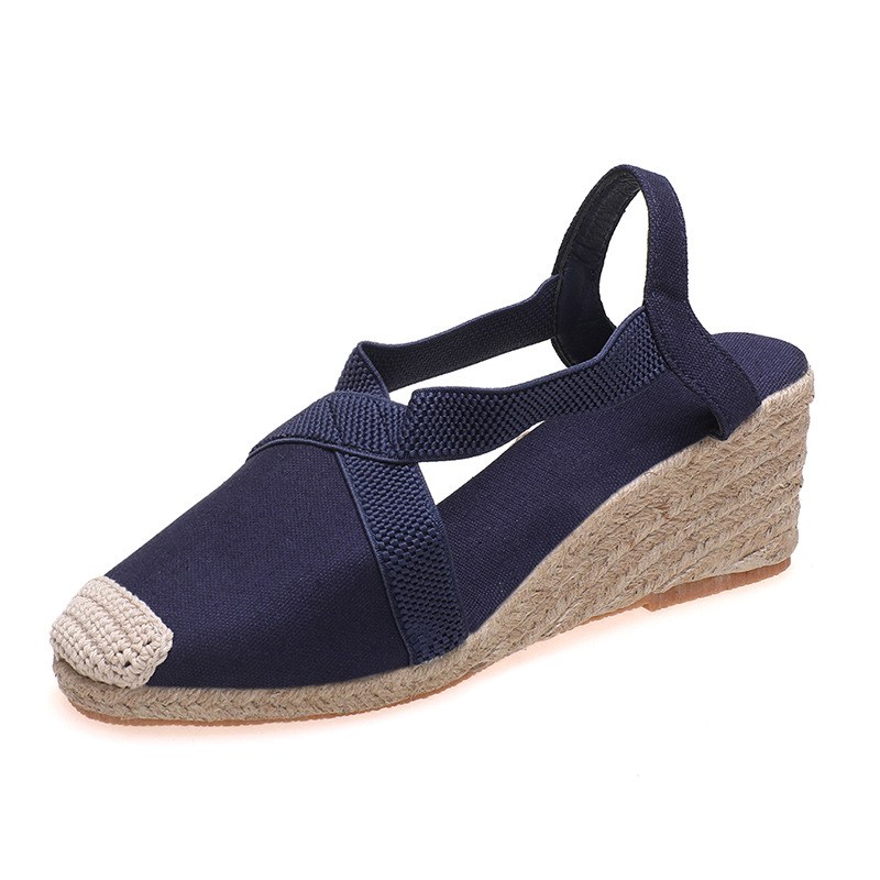 (image for) Slingback espadrille wedge with cross elastic straps