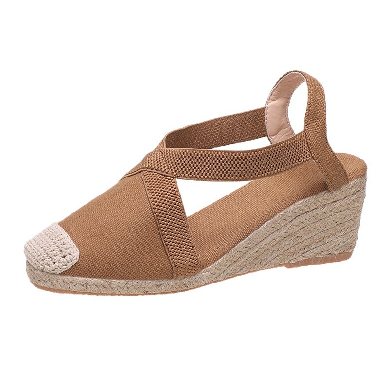 (image for) Slingback espadrille wedge with cross elastic straps