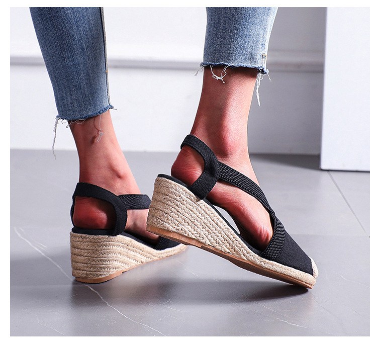 (image for) Slingback espadrille wedge with cross elastic straps