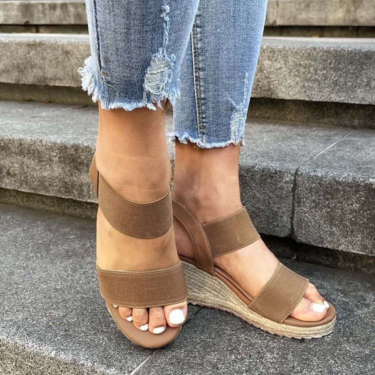 (image for) Espadrille wedge sandal with elastic bands and slingback