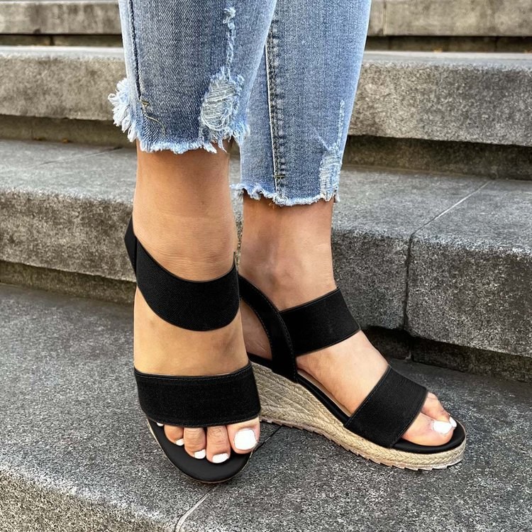 (image for) Espadrille wedge sandal with elastic bands and slingback