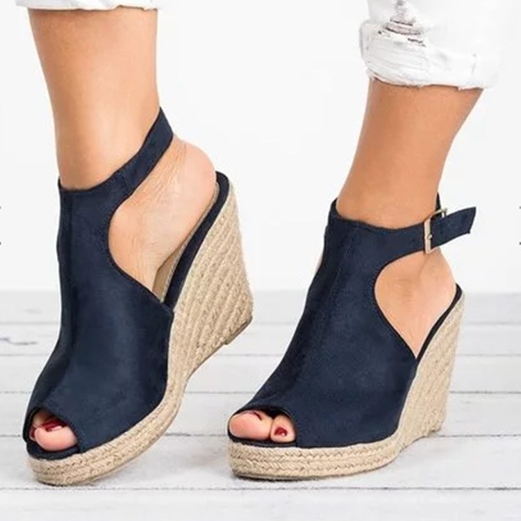 (image for) Women’s espadrille wedge with buckle and open toe