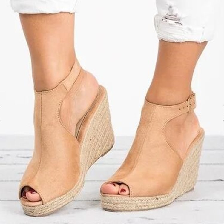 (image for) Women’s espadrille wedge with buckle and open toe