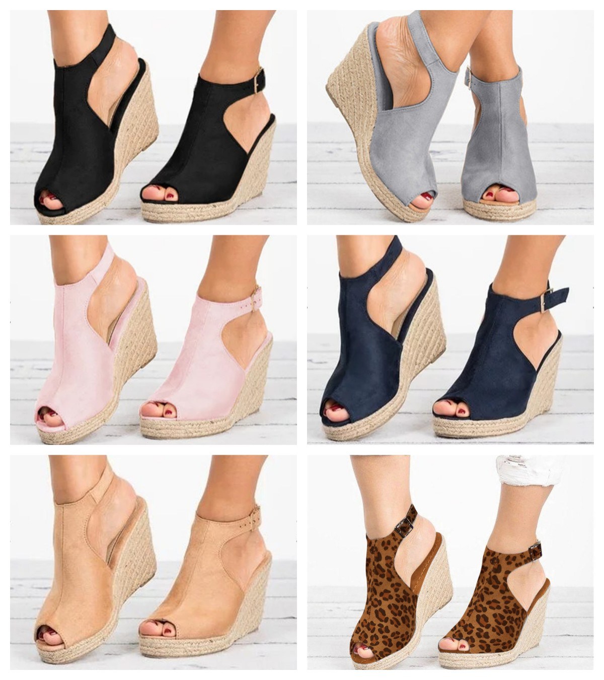 (image for) Women’s espadrille wedge with buckle and open toe