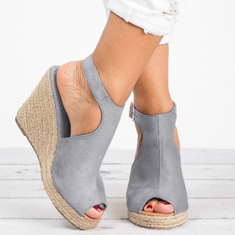 Women’s espadrille wedge with buckle and open toe (image for) Women’s espadrille wedge with buckle and open toe