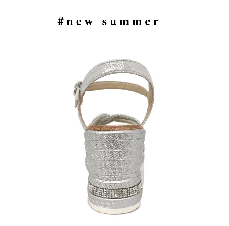 (image for) Sparkle wedge sandal with rhinestone straps and ankle buckle