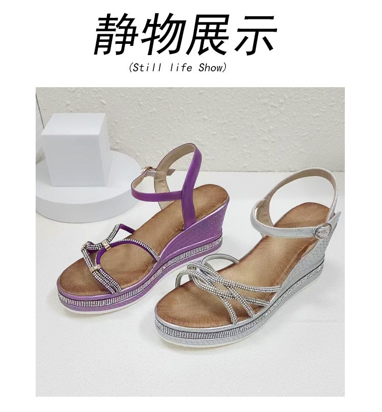 (image for) Jeweled-strap wedge sandal with ankle buckle