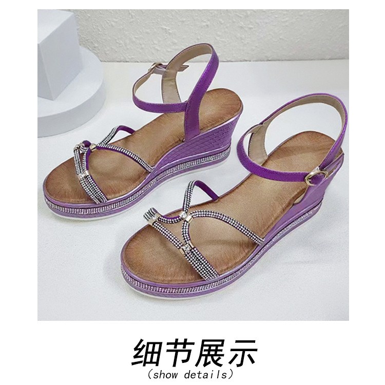 (image for) Jeweled-strap wedge sandal with ankle buckle
