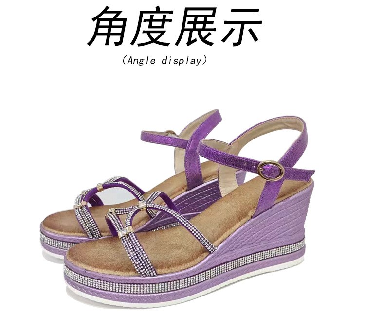 (image for) Jeweled-strap wedge sandal with ankle buckle