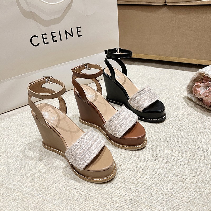 (image for) Braided-strap wedge sandal with ankle buckle