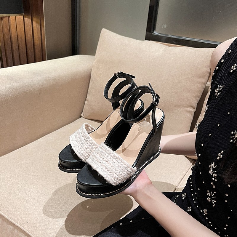 (image for) Braided-strap wedge sandal with ankle buckle