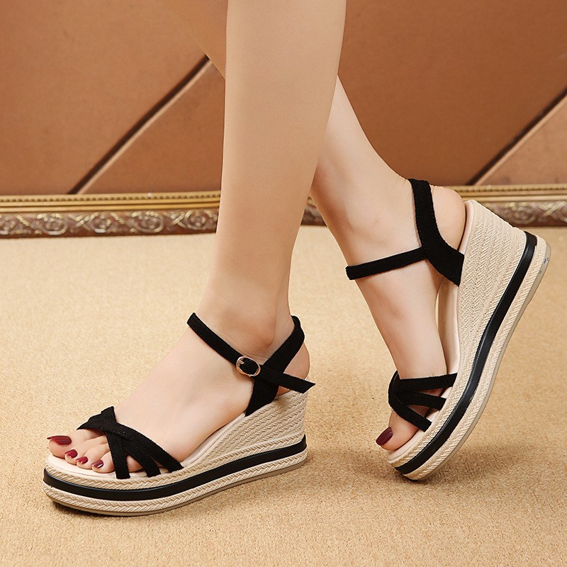 (image for) Platform espadrille sandal with wraparound ankle ties