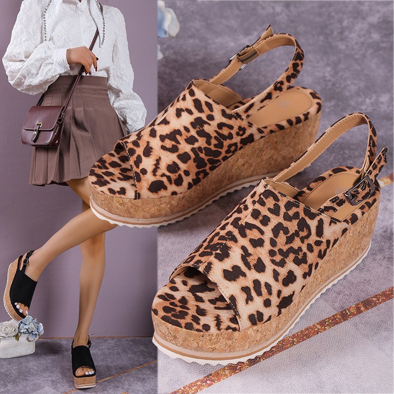 (image for) Slingback platform wedge with cork-wrapped base