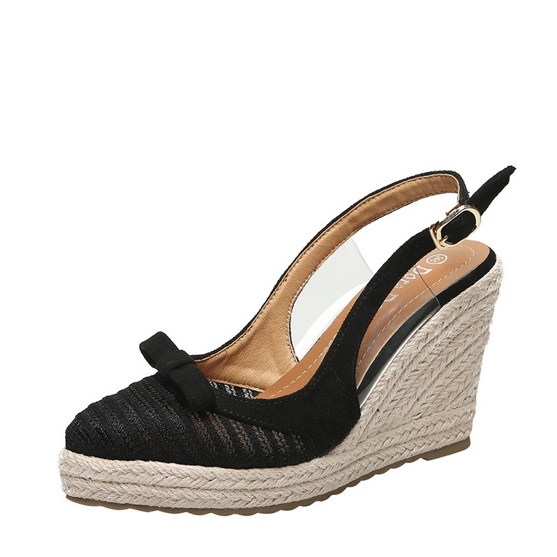 (image for) Slingback espadrille wedge with bow and closed toe