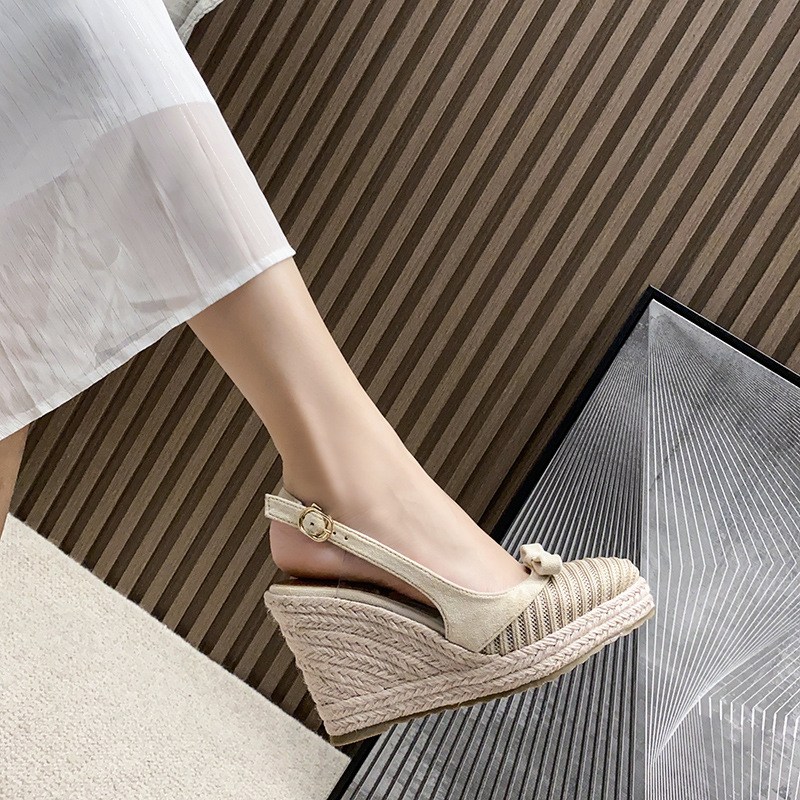 (image for) Slingback espadrille wedge with bow and closed toe