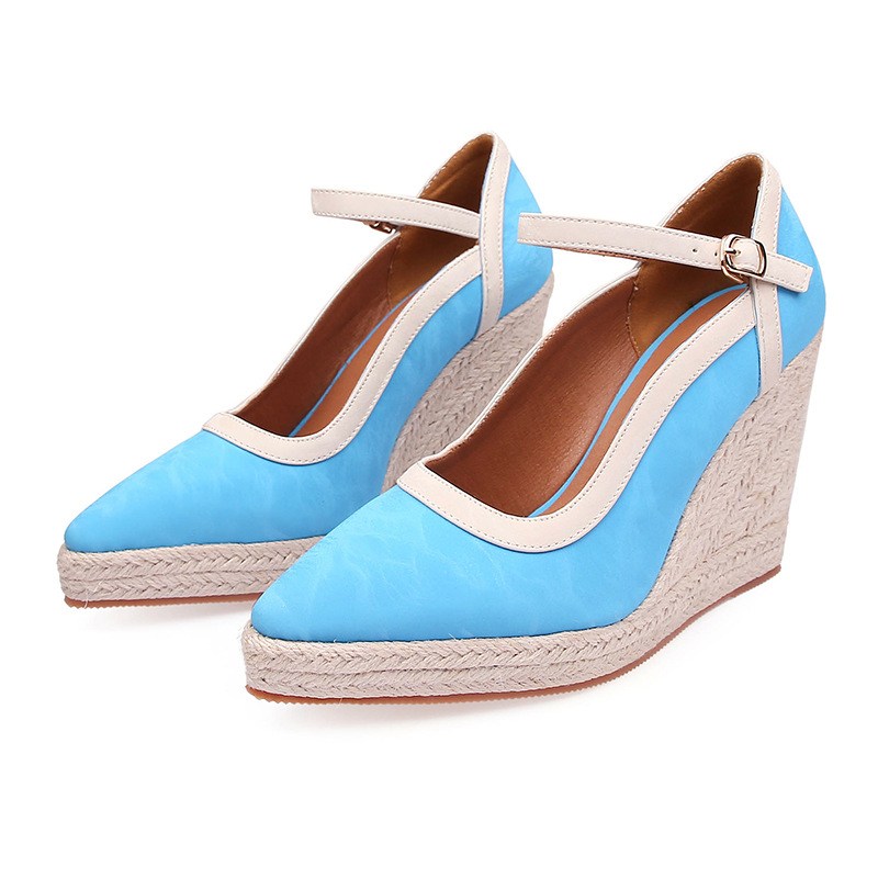 (image for) Women’s pointed-toe espadrille wedges with ankle strap