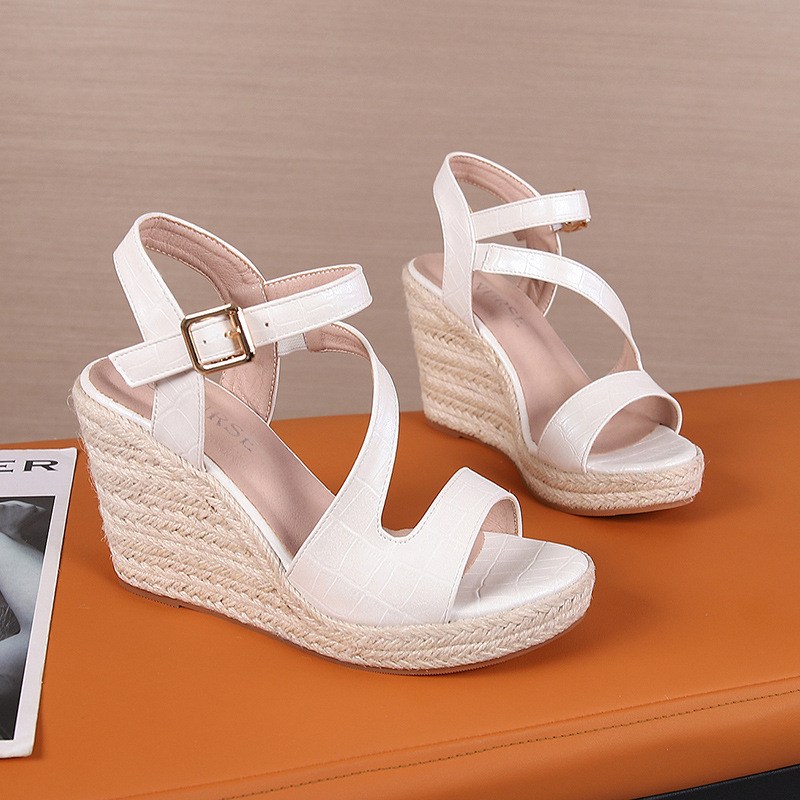 Croc-embossed espadrille wedge sandal w…
