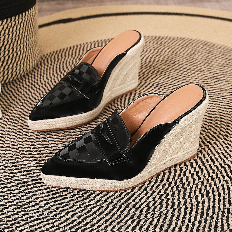 (image for) Pointed-toe espadrille wedge mule loafer