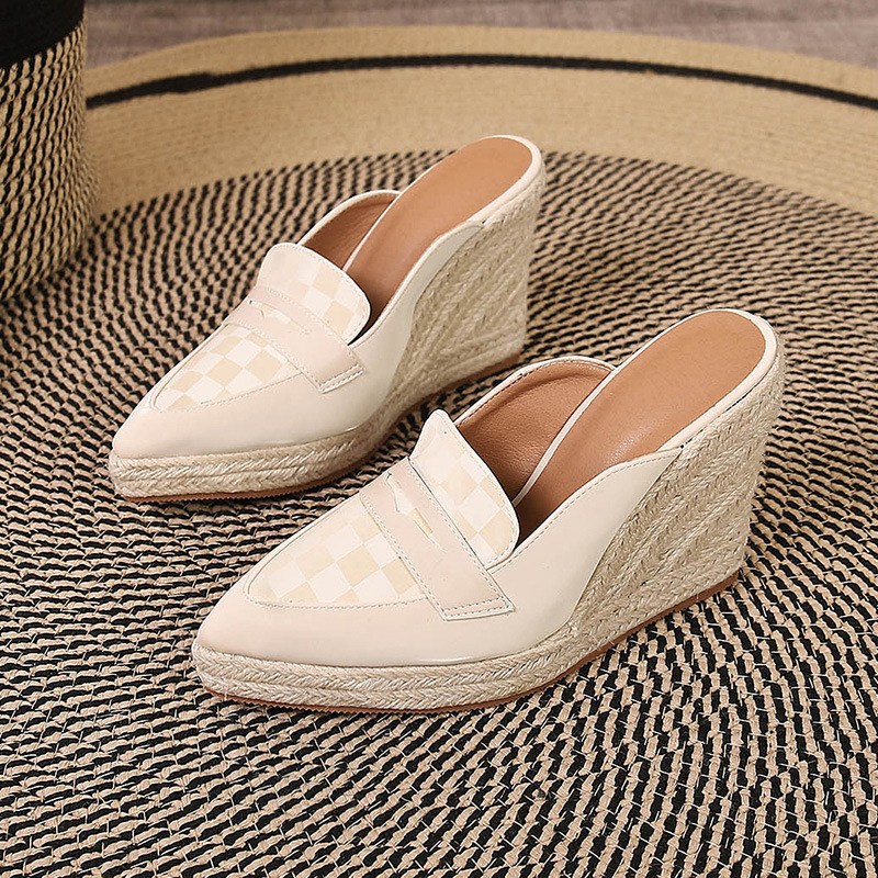 (image for) Pointed-toe espadrille wedge mule loafer