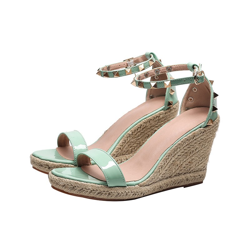 (image for) Studded ankle-strap espadrille wedge sandal