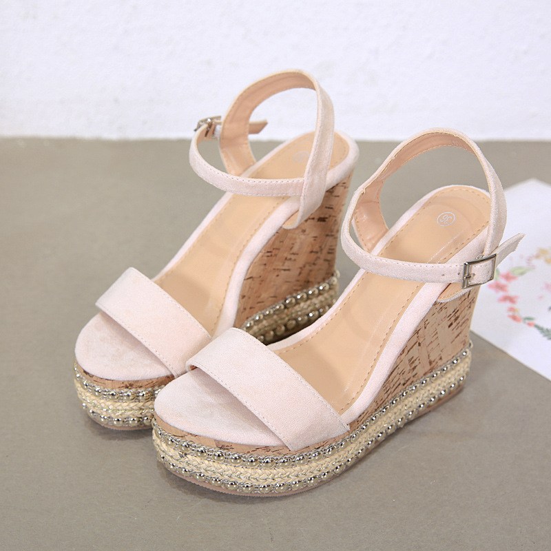 (image for) High wedge ankle-strap sandal with braided platform sparkle