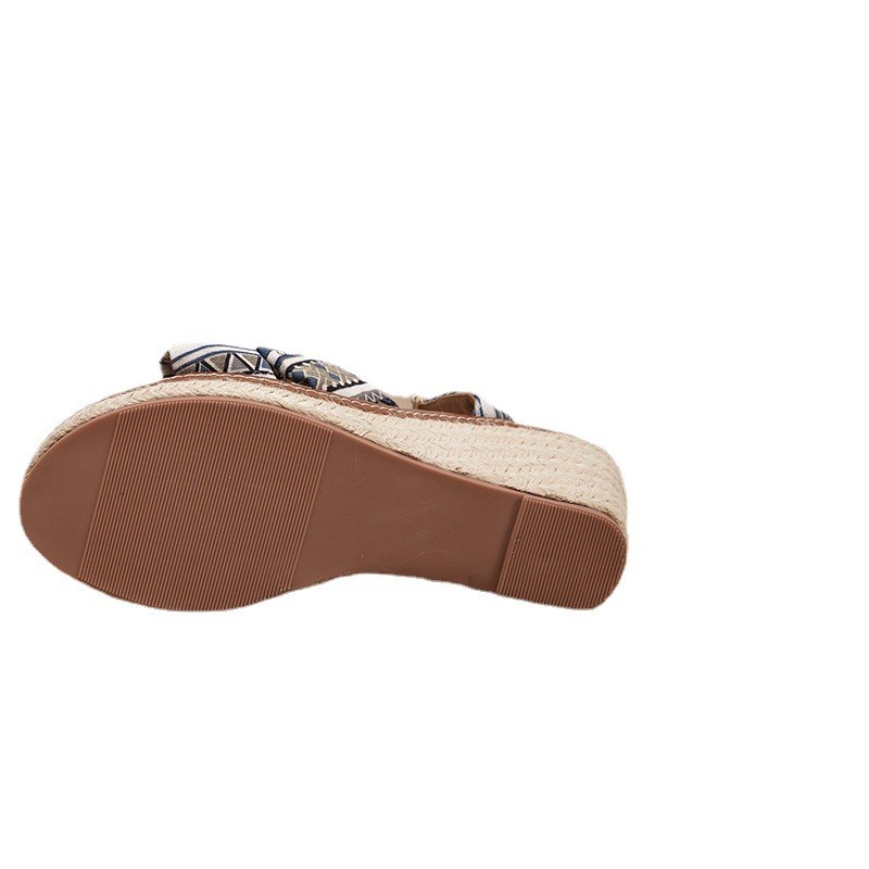 (image for) Espadrille wedge sandal with knotted band and adjustable ankle strap