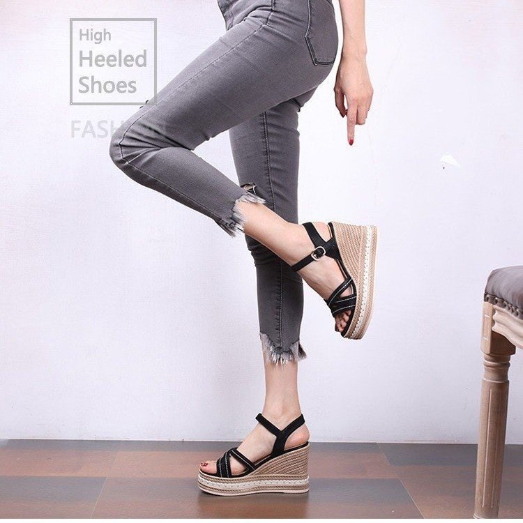 (image for) Espadrille wedge platform sandal with cross straps