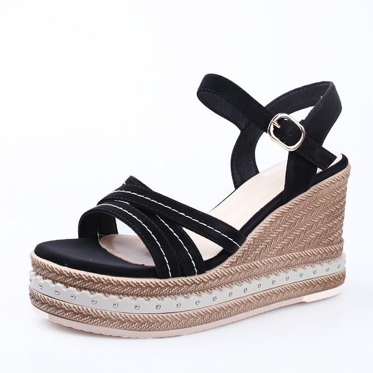 (image for) Espadrille wedge platform sandal with cross straps