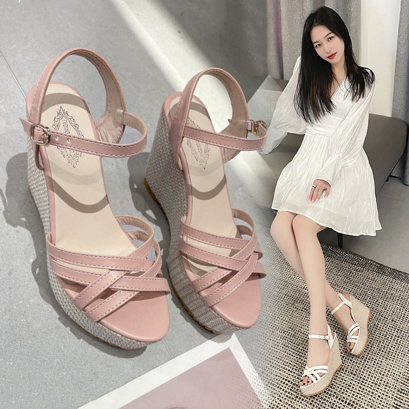 (image for) Strappy espadrille wedge with ankle hold for easy walking