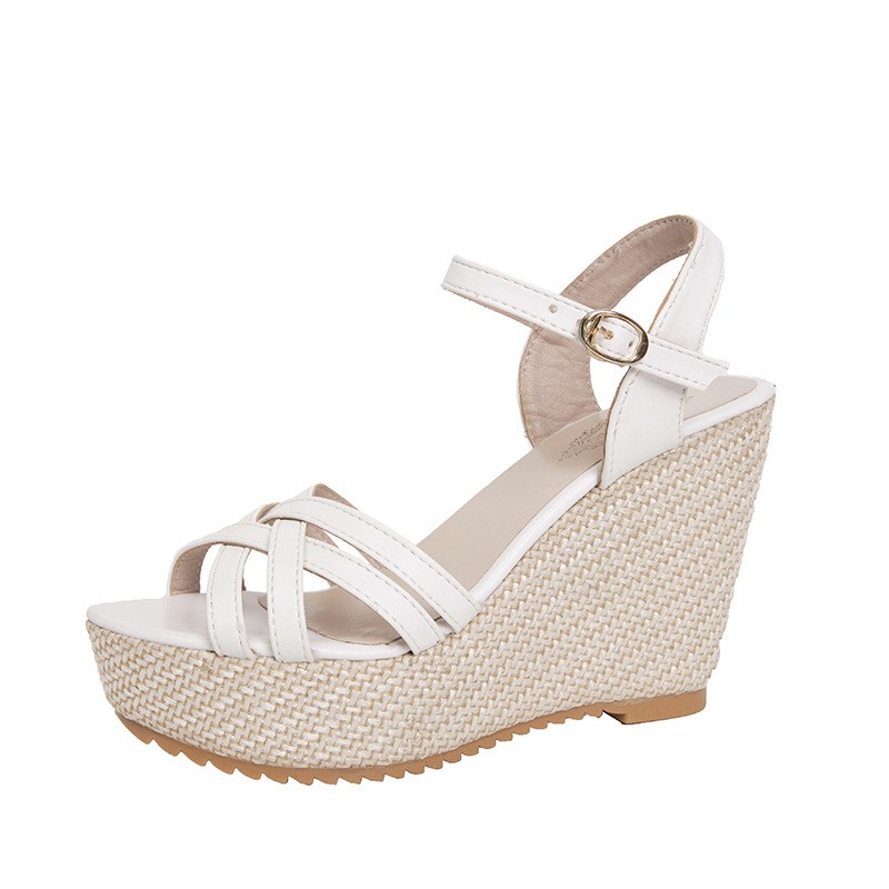 (image for) Strappy espadrille wedge with ankle hold for easy walking