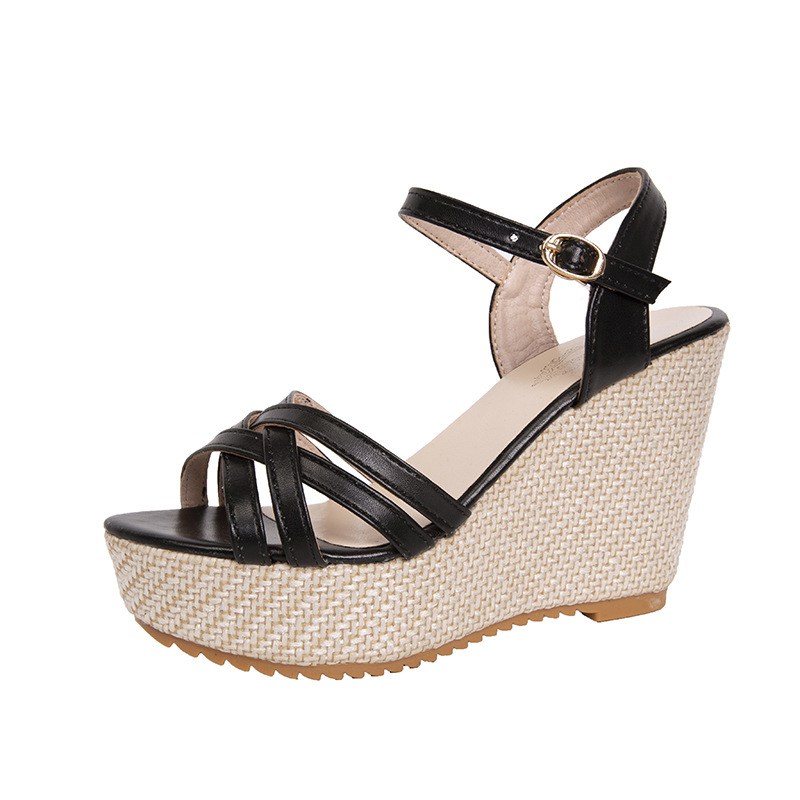 (image for) Strappy espadrille wedge with ankle hold for easy walking