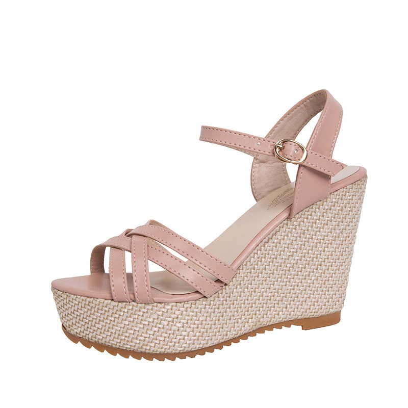 (image for) Strappy espadrille wedge with ankle hold for easy walking