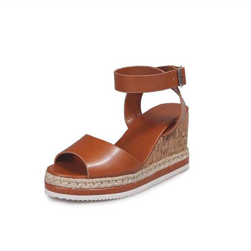 (image for) Cork-wedge ankle-strap sandal with jute platform