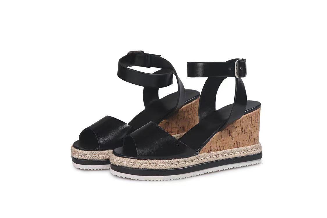 (image for) Cork-wedge ankle-strap sandal with jute platform