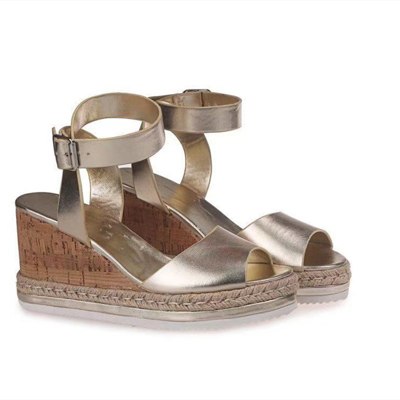 (image for) Cork-wedge ankle-strap sandal with jute platform
