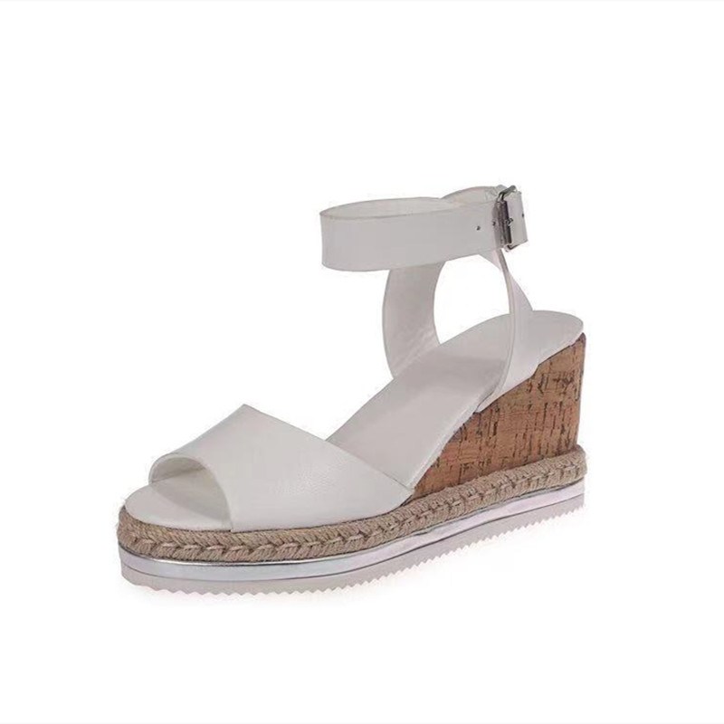 (image for) Cork-wedge ankle-strap sandal with jute platform