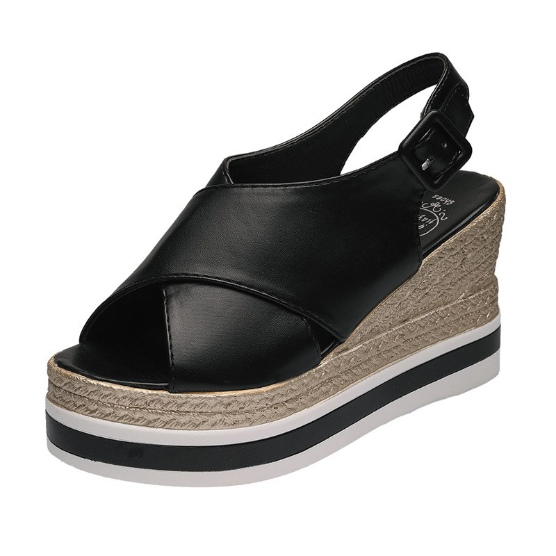 (image for) Closed-toe espadrille wedge with textured finish for daily wear