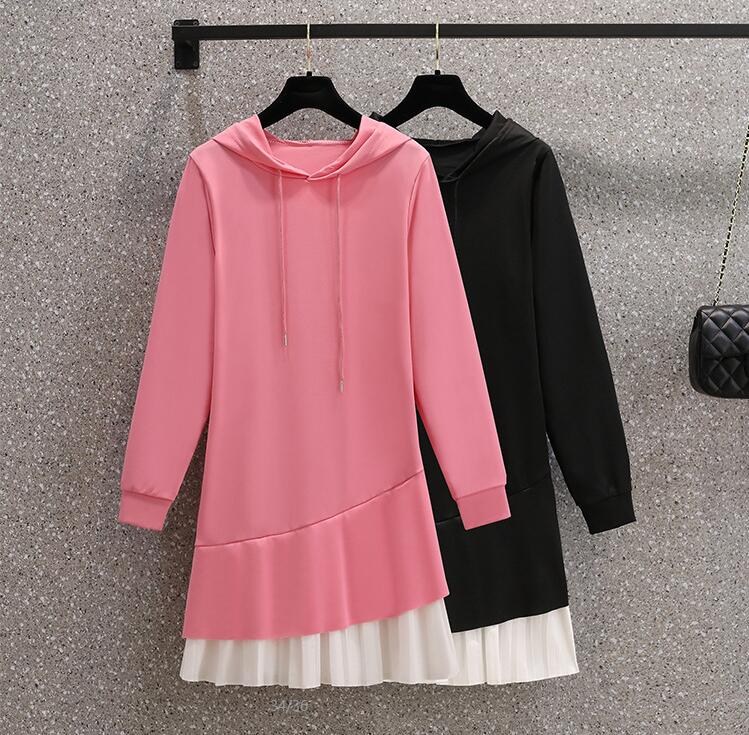 (imagen de) Vestido tipo Sudadera Manga larga con puño ajustado y dobladillo plisado