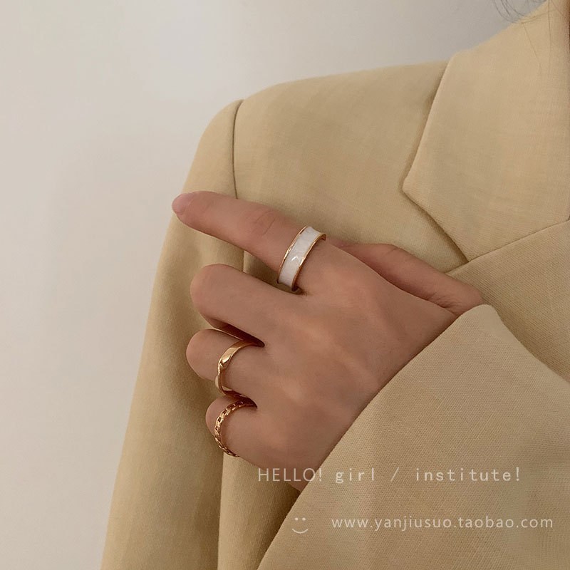 Gold-tone ring set with enamel band (image for) Gold-tone ring set with enamel band