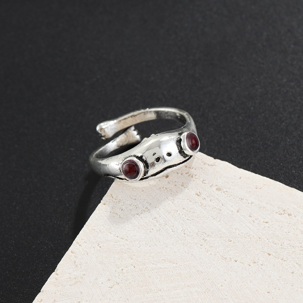 (imagen de) Anillo ajustable con dos cabujones en tono plateado
