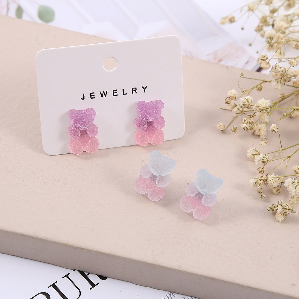 Frosted teddy stud earrings (image for) Frosted teddy stud earrings